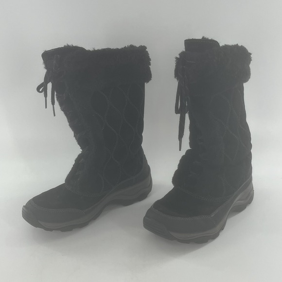 Privo Clarks Womens Snow Winter Boot  8.5 Black Leather Calf  Faux Fur Primal - Picture 6 of 16